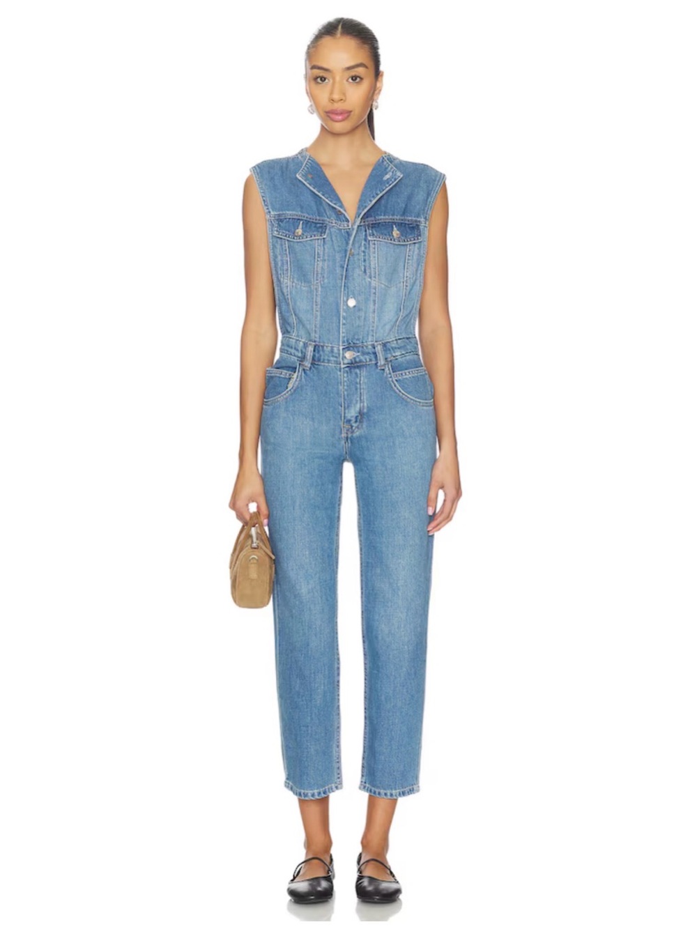 Free people all you need Denim Sleeveless Jumpsuit Sky size 31